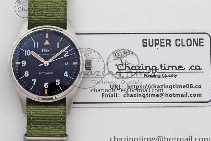 MIROTIME 0126 FastDry Mark XVIII “TRIBUTE TO MARK XI” IW327007 M+F 1:1 Best Edition Black Dial on Green Nylon Strap A 7050